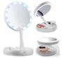 Imagem de Espelho De Aumento Para Maquiagem Com Luz Led USB ou Pilha Mesa Dobrável Organizador
