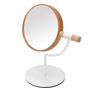 Imagem de Espelho de mesa de mesa de YEAKE com suporte mental, espelho de mesa de madeira pequeno de ampliação de 3X, espelho de bancada de rotação de 360  para maquiagem (branco)