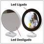 Imagem de Espelho de Mesa Mágica Redondo Led Porta Retrato Maquiagem - Imporiente