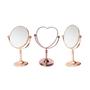 Imagem de Espelho De Mesa Maquiagem Dupla Face Aumenta 2 X Gira 360 Rose Gold
