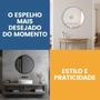 Imagem de Espelho de Parede Redondo Decorativo 60cm com Acabamento Ecológico
