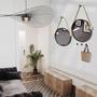 Imagem de Espelho Decorativo Adnet Branco Alça Sisal Black 60 cm Redondo