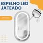 Imagem de Espelho Decorativo Oval com Led Jateado Branco Modelo Cápsula 120x60cm para Quarto Sala Banheiro