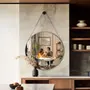 Imagem de Espelho Grande Moderno De Parede Decoração Sala Banheiro Lavabo Escritório c/ Alça em Couro +Suporte de Fixação - 30cm Redondo - Casa Domo