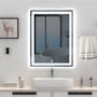Imagem de Espelho Led 60x100 luz fria frontal e atrás retro iluminado botão touch screen dimerizavel estrutura de aluminio banheiro decorado