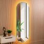 Imagem de Espelho Oval Com LED Touch Quente e frio 150x40 Decoração Corpo Inteiro Grande