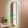 Imagem de Espelho Oval Com LED Touch Quente e frio 150x40 Decoração Corpo Inteiro Grande