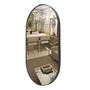 Imagem de Espelho Oval Corpo Inteiro Com Moldura Couro Decorativo Luxo