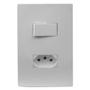 Imagem de Espelho Placa 4x2 com 1 Interruptor Paralelo 10A e 1 Tomada 10A Bivolt Linha i9 Ilumi Ref.: 94280