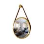 Imagem de Espelho Redondo Decorativo Suspenso Com Alça 40cm + Suporte Dourado Alça Caramelo