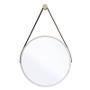 Imagem de Espelho Redondo Decorativo Suspenso Com Alça 60cm + Suporte - Branco / Alça Preta