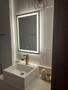 Imagem de Espelho Retangular Grande JATEADO com Led 60x70 4mm lapidado, banheiro, decoração, salão, maquiagem.