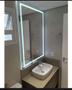 Imagem de Espelho Retangular Grande Jateado com Led 70x90 Lapidado Decoração Banheiro Salão Loja