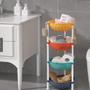 Imagem de Estante colorida organizador infantil chao fruteira 4 prateleiras porta brinquedos cesto roupas cozinha banheiro multius
