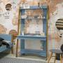 Imagem de Estante Escrivaninha Simba Azul Fosco com Pés Amadeirado - Reller Móveis