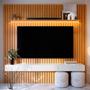 Imagem de Estante Home para Sala TV 75 Polegadas Ripado Cleean 2.2 Naturale com Off White - MoveisAqui