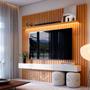 Imagem de Estante Home para Sala TV 75 Polegadas Ripado Cleean 2.2 Naturale com Off White - MoveisAqui