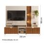 Imagem de Estante Home Teather para TV até 55 Polegadas com LED Ripado Impressão 3D 2,10m Cross Off White Perolizado/Madeirado Tauari Lukaliam