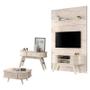 Imagem de Estante Home Theater com Bancada Silverstone e Aparador Estoril com Mesa de Centro Indianápolis Calacata Off White  Madetec