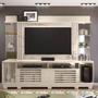 Imagem de Estante Home Theater Frizz Gold Tv 55 Polegadas Com Pés 2 Portas Cor Calacata e Off White  - Madetec Móveis