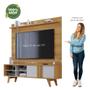 Imagem de Estante Home Theater para Sala 180 cm TV 70 1 Porta de Correr e Pés Retro Paraty Permóbili Nature/Off White - 100% MDF