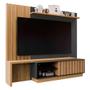 Imagem de Estante Home Theater para TV até 70 Polegadas com Porta Correr 220 cm Guarujá Permobili Nature/Grafite com Mesa de Centro - 100% MDF