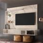 Imagem de Estante Home Theater Suspenso Com Aparador E Mesa De Centro Frizz Select Calacata Off White