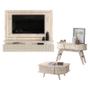 Imagem de Estante Home Theater Suspenso Gaia com Aparador Estoril e Mesa de Centro Indianápolis Calacata Off White  Madetec