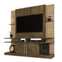 Imagem de Estante Home York para TVs até 60 Polegadas com Prateleiras de Vidro Tradicional Moderno Móveis Bechara Madeira Rústica/3D