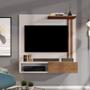 Imagem de Estante Painel Suspenso Televisão TV 32 Polegadas Prateleira Decorativa Nicho Eletrônico Porta de Correr Sala Quarto Flow - Off/Freijó - Mania