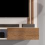 Imagem de Estante Painel Suspenso Televisão TV 32 Polegadas Prateleira Decorativa Nicho Eletrônico Porta de Correr Sala Quarto Flow - Off/Freijó - Mania
