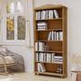 Imagem de Estante para Livros Rústica em Madeira Maciça 5 Prateleiras Escritório e Sala Linha Rubi