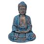 Imagem de Estátua Buda Hindu Tailandês Resina Enfeite Azul C/ Bronze 