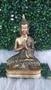 Imagem de Estatua Buda Tibetano Hindu Sidarta Orando Pedrarias Dourado Prata Decoração Sala