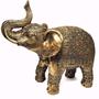 Imagem de Estátua de Elefante Indiano Dourado Resina 19,5cm