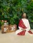 Imagem de Estatua Jesus Meditando Orando Vermelho Decoração