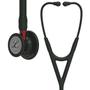 Imagem de Estetoscopio 3M Littmann Cardiology IV 6200 Preto com Preto Mate e Conector Vermelho