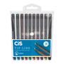 Imagem de Estojo 10 Canetas CIS Tip Line 0,4mm 10 Cores Ponta Fina