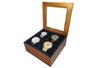 Imagem de Estojo Caixa Para 4 Relógios Madeira Imbuia Flocado Preto