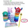 Imagem de Estojo Porta Treco Divertido Silicone Expansivo Sanfonado + Canetinhas Marca Texto