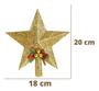 Imagem de Estrela Árvore De Natal 20cm Com Glitter e Laço Luxo Ponteira Natalina