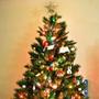 Imagem de Estrela Árvore De Natal 20cm Com Glitter e Laço Luxo Ponteira Natalina