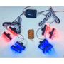 Imagem de Estrobo grade kit central e controle 8 farol 3 leds 12v 4 azul + vermelho