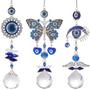 Imagem de Evil Eye Cristal Sun Catcher Sinos De Vento Arco-íris Jardim Pendurado Decoração De Casa Pingente