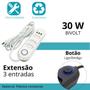Imagem de Extensão 3 Tomadas e 3 USB com Filtro de Linha, 2400W, Branco
