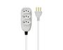 Imagem de Extensão Compacta Com Cabo PP Chato 3 Vias 3M 10A 250V 3P Branco Ilumi