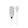 Imagem de Extensão Compacta Com Cabo PP Chato 3 Vias 3M 10A 250V 3P Branco Ilumi