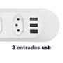 Imagem de Extensão Filtro De Linha Com 4 Entradas De Tomada 3 De Usb Cabo 2 Metros Botão Ligar Desligar