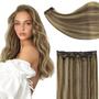 Imagem de Extensões de cabelo Clip in Full Shine 30 cm, marrom médio com mechas