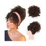 Imagem de Extensões de Cabelo Coque Bagunçado - Sintético, Marrom Escuro (60g) - Com Elástico
